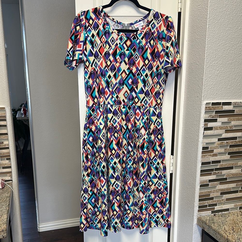 LuLaRoe Disney Villain Maleficent Amelia Dress size Large, Vibrant colors